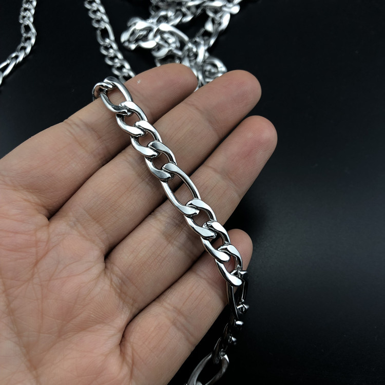 Titanium Steel Chain Necklace For Men Three In One Link Design_voghion.com