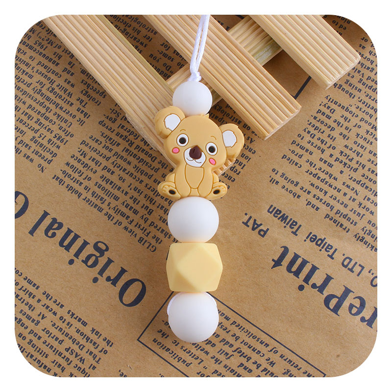 Bebé molar mordedor masticable colgante accesorios de joyería para niños mordedor palo dibujos animados silicona Koala teether collar