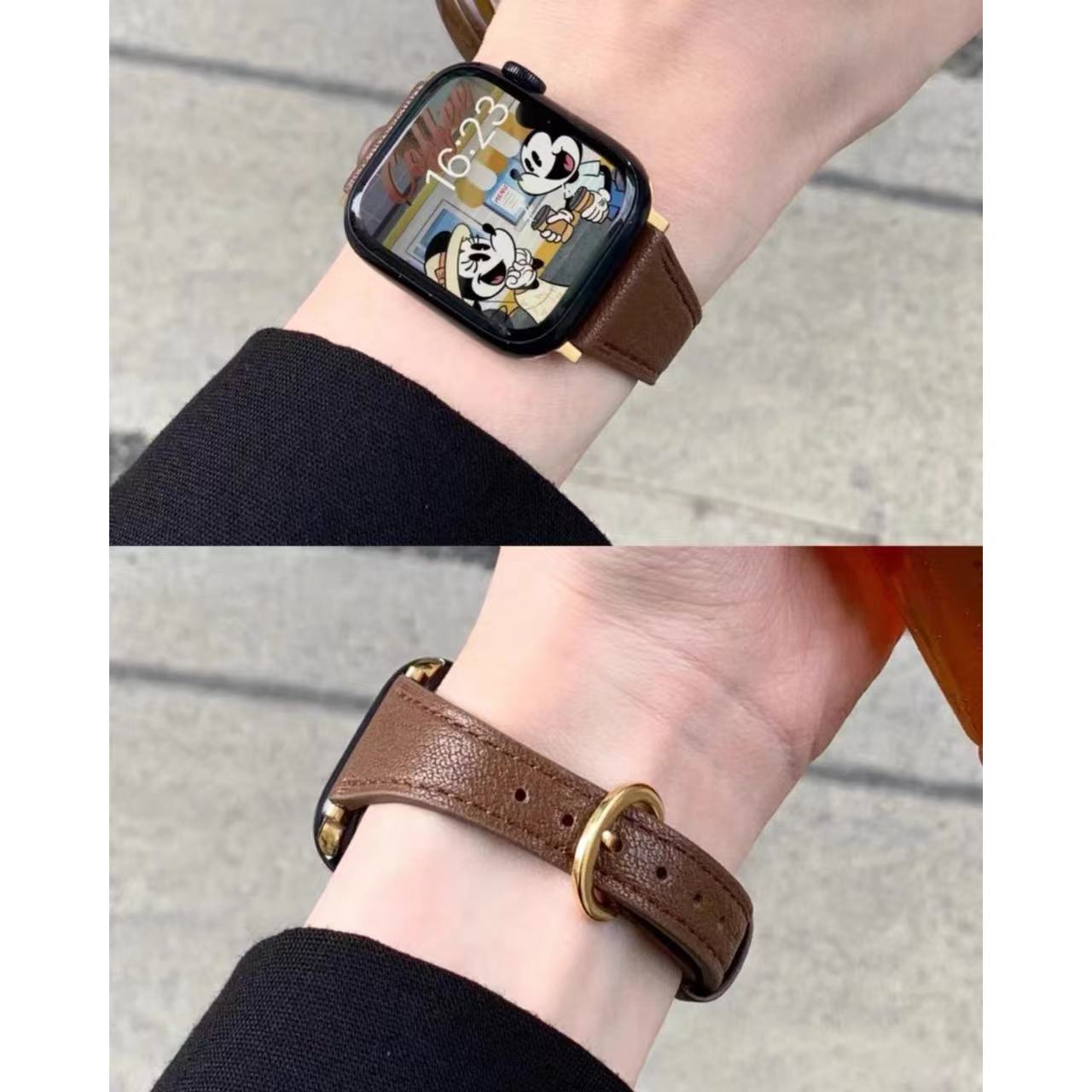 Small Horseshoe Buckle Exquisite High Sense Leather Strap for ApppleWatch1098 Apple Watch iwatch7