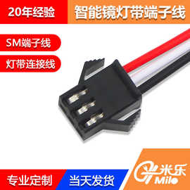 厂家直销SM公母连接线智能LED幻彩灯条灯带飞机头线3位端子线