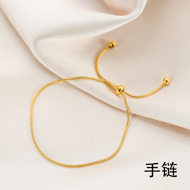 Korean version of 18K gold simple snake bone bracelet online popular girlfriends students simple ins Mori adjustable length does not fade