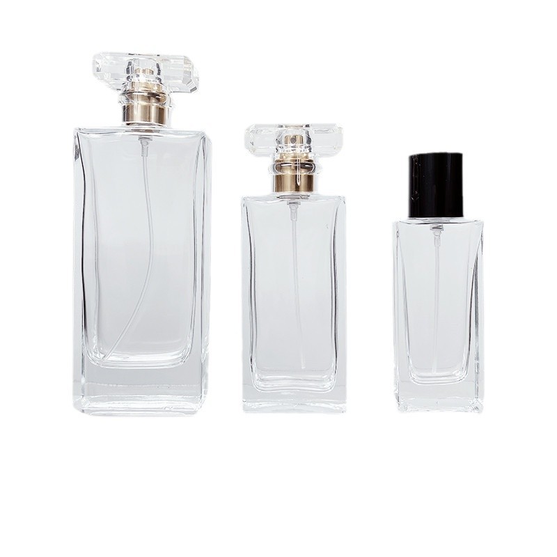 Subbotella de perfume 30/50/100ml botella de perfume de vidrio botella de spray de prensa botella de perfume transparente botella desnuda