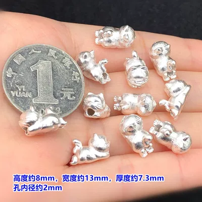 S999 Pure Silver Plain Silver Lucky Cat Spacer Beads Barrel Beads Crystal Jewelry Making Bracelet Necklace Handmade DIY Accessories (Zərgərlik ara hissələri) - f33-one-cat-spacer-bead