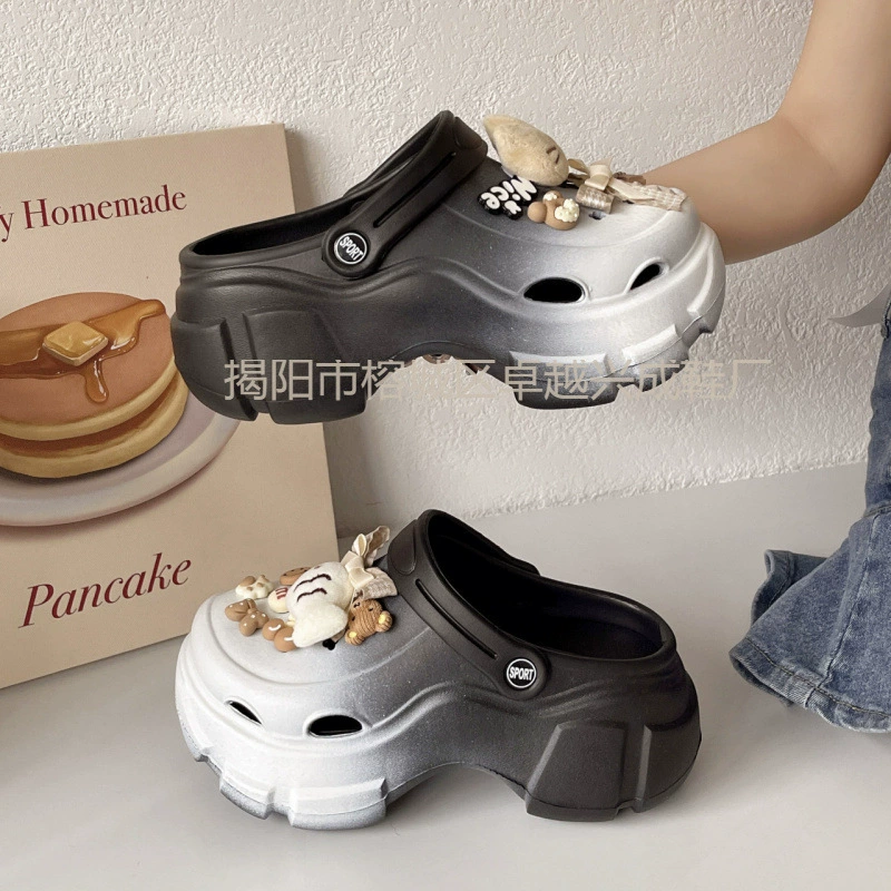 EVA Градиентный цвет Летние пещерные туфли для женщин новый E вне одежды милые мультипликационные студенты носят Баотоу холодные тапочки для женщин