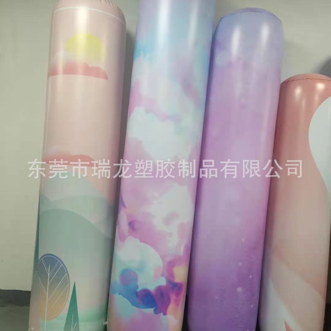厂家PVC透明不倒翁 充气UV印刷圆柱 广告宣传印画趣味气模