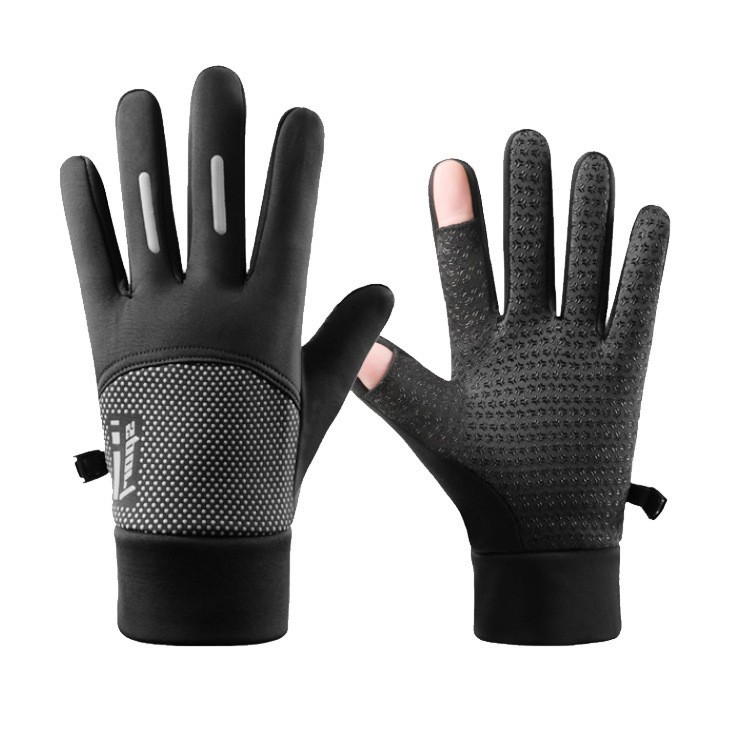 Guanti da ciclismo da uomo per tutte le stagioni, adatti per touchscreen, antivento, foderati in pile, riflettenti per la visibilità notturna_voghion.com