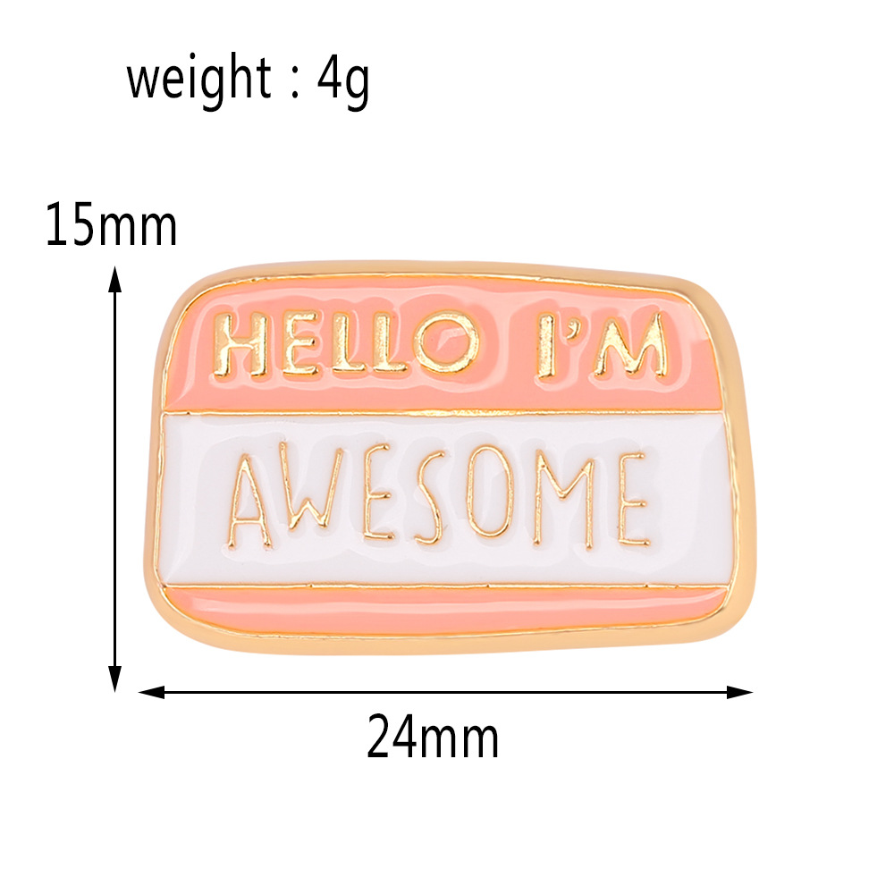 Europeo y americano transfronterizo Venta caliente personalizado creativo inglés letras cuadrado diseño metal insignia bolsa accesorios broche al por mayor