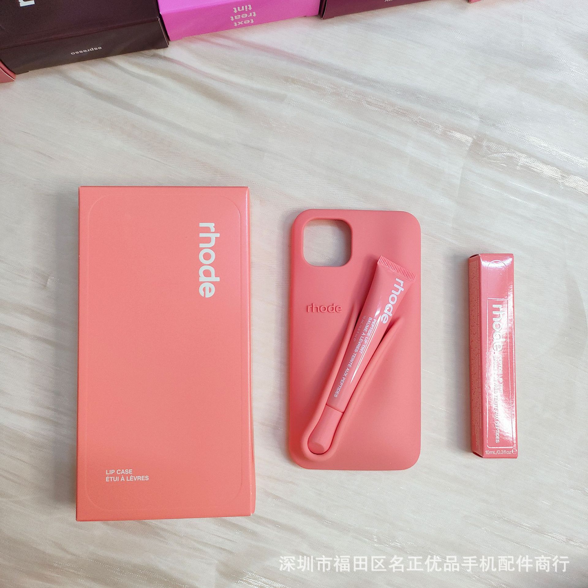 Otoño/Invierno Haili espresso brillo de labios iPhone16promax funda para teléfono celular silicona manzana lápiz labial 15pro/14