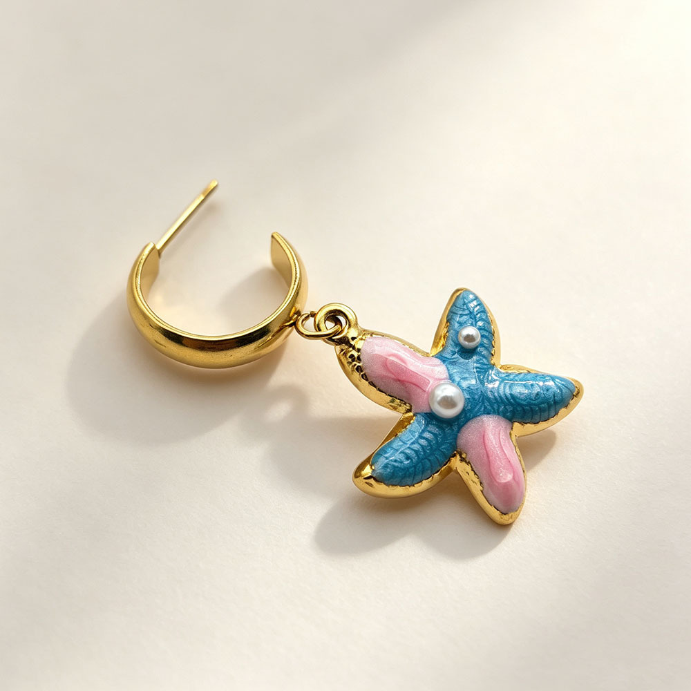 Diseño único retro nicho de alta sensación pendientes de acero inoxidable flores animales pendientes irregulares joyas de lujo ligero