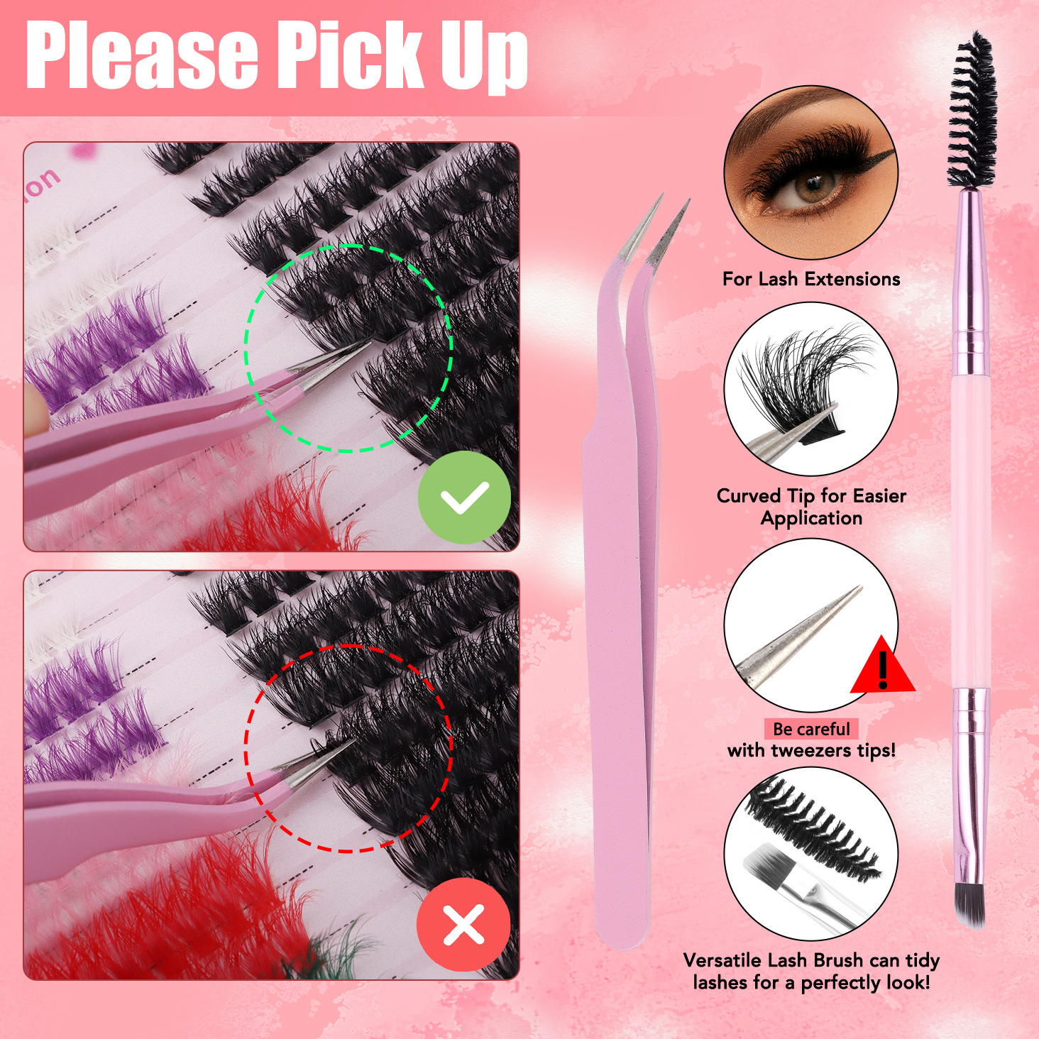 Cross border foreign trade 300 clusters of dense D curved color single cluster false eyelashes set 10 18mm DIY segmented eyelashes_voghion.com
