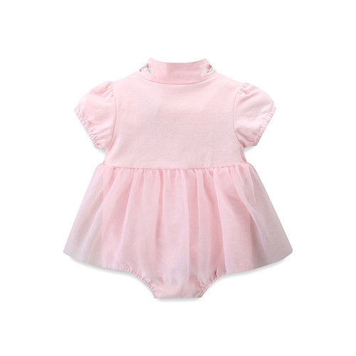 idea baby girl summer jumpsuit newborn festive full moon triangle bag fart dress hanfu 2215