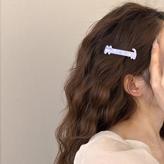hi cat! Cute cat hairpin girl heart bangs side clip acrylic hairpin duckbill clip hair accessories