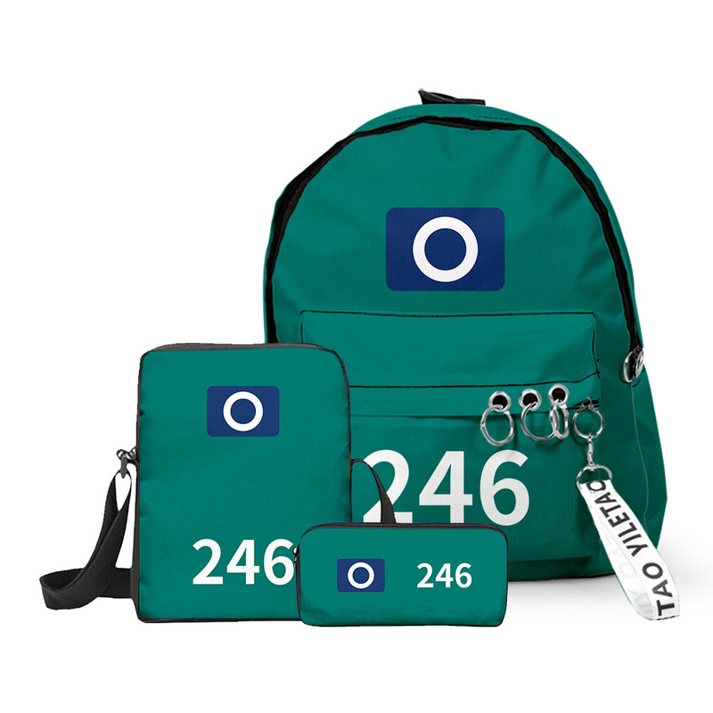 3D New Product Three-Piece Schoolbag Student Backpack Shoulder Pencil Case