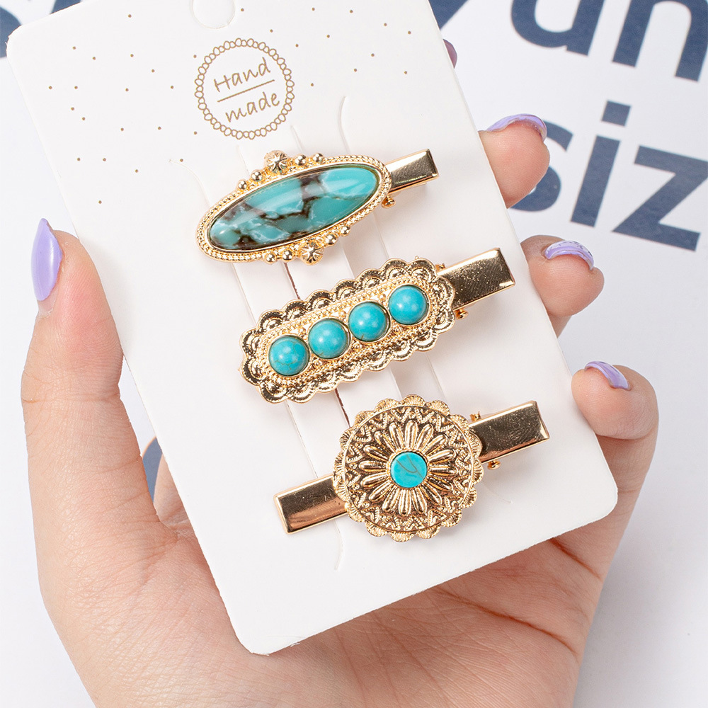 Women's Casual Retro Geometric Alloy Turquoise Plating Hair Clip display picture 19