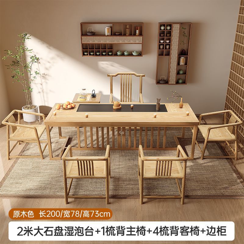 2m 습식 버블 테이블 + 등받이 메인 의자 1개 + 등받이 게스트 의자 4개 + 사이드 캐비닛