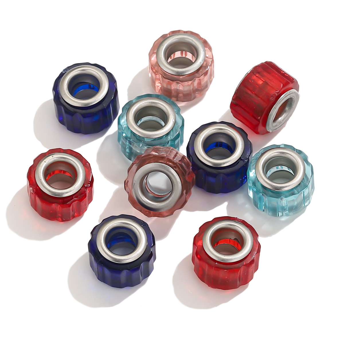 Resina color caramelo transparente diamante pulsera de acero inoxidable cuentas cilíndricas gran agujero cuentas diy pulsera collar cuentas sueltas