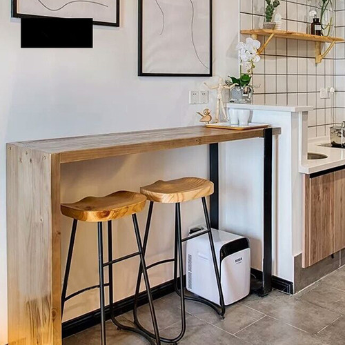 Wholesale bar table solid wood table and chair combination commercial bar table home balcony wall high foot narrow table long small