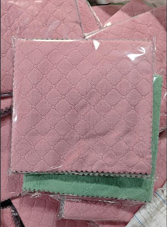 Coral Fleece Kitchen Cleaning Cloth Absorbent Non-Shedding Microfiber Dish Towel Oil-Resistant Scrubbing Cloth