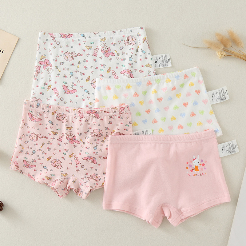 Infant class A baby girls' boxer briefs pure cotton breathable Four Seasons girls' underwear 4 pack non-fluorescent shorts