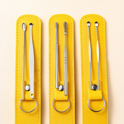 Ear-picking spoon set ear-picking artifact Japanese spiral wet buckle professional adult household stainless steel ear-picking tool