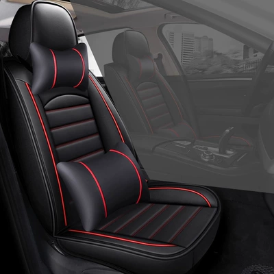 Seat cushion, seat cover: Covers, Summer Breathable Seat Cushions Suitable - black-and-red-deluxe-edition-single-seat-no-wash-full-surround-leather