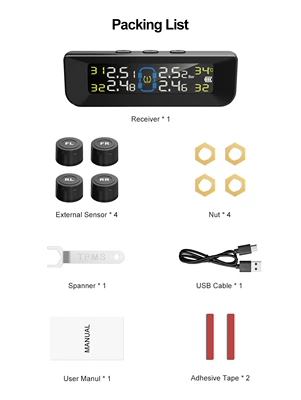 Solar-powered tire pressure monitor with color screen and digital display, high-precision tire pressure monitoring system for cars and sedans, dedicated TPMS (Tire pressure monitoring system) - external-three-digit-color-display