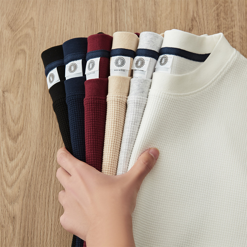 280g Waffle Short-sleeved T-shirt Men's Summer Casual Loose American Retro Heavy Knitted Shoulder Half-sleeved Shirt