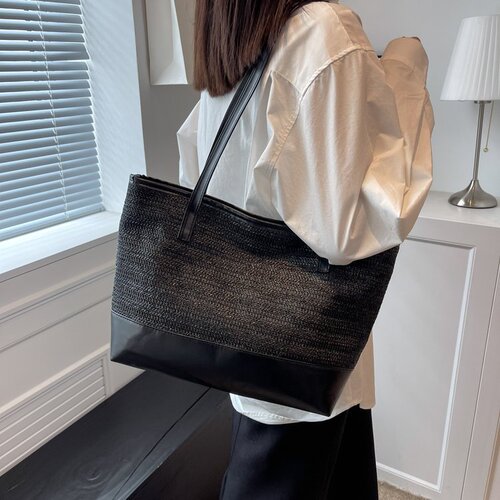 Straw woven bag for women  new personality ins style woven bag simple beach texture single shoulder handbag for women