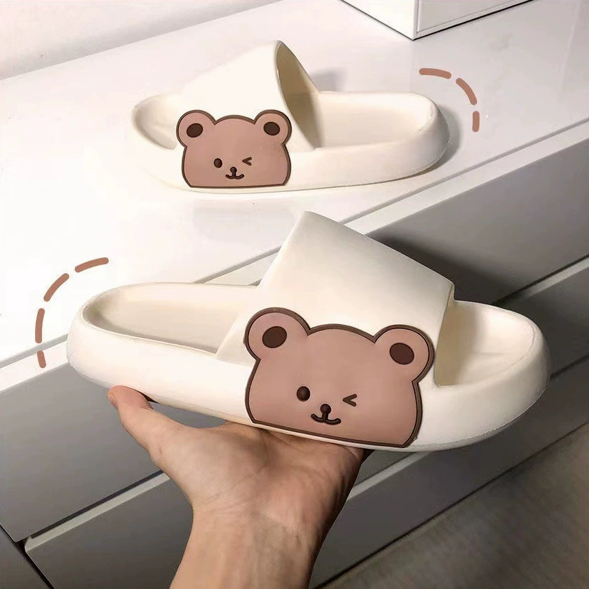 Маленькие медведи тапочки женская сетка инфракрасная одежда для модного дома дома нескользящая ванная комната внутри мультфильм милые холодные тапочки с толстой подошвы летом