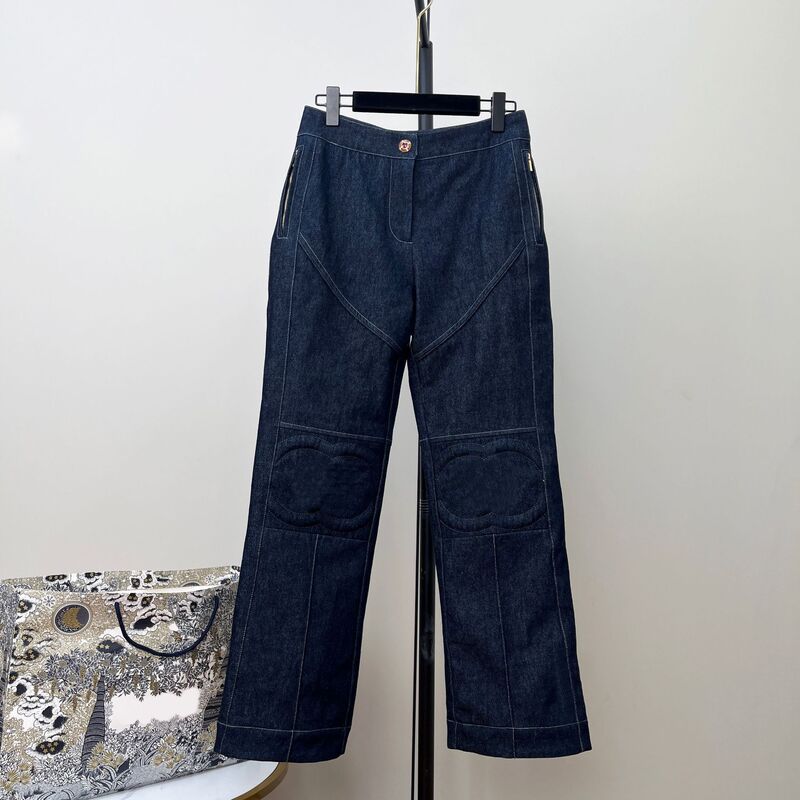 New Style Windproof Elastic Cuff Zipper Jeans for Women with Non-Slip Waist Patch, Chanel-Style Ski Series Long Pants