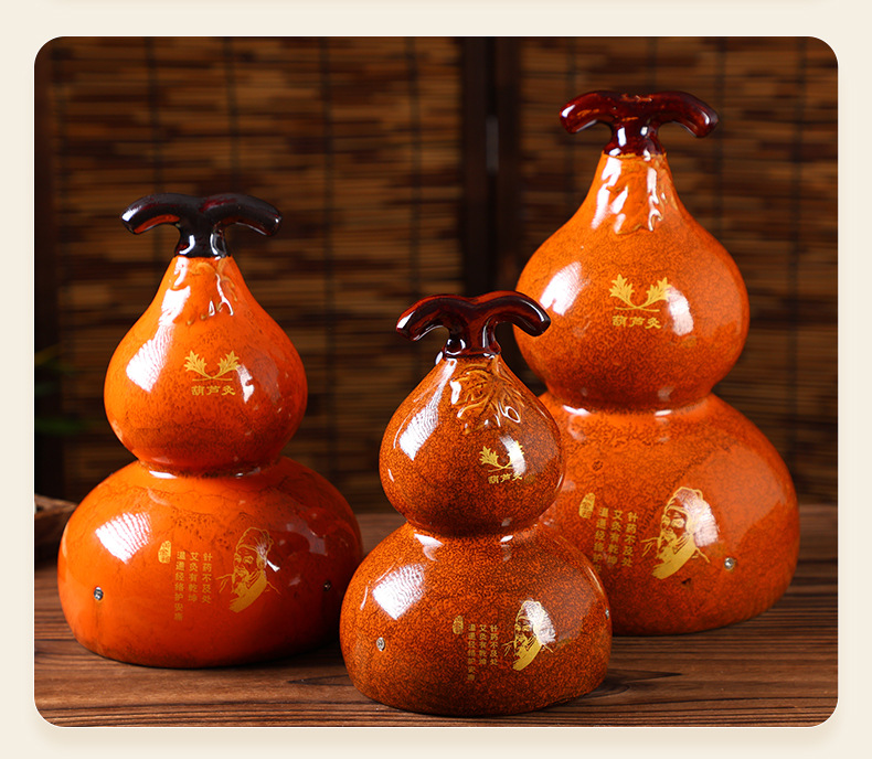 Golden Glaze Gourd Moxa Burner Ceramic Smoke Venting Mugwort Warming Tool for Home and Spa Use preparation