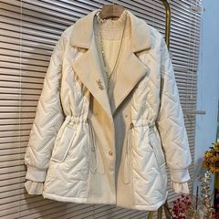 大码棉服装2025冬季新款显瘦遮肉纽扣收腰口袋时尚棉服外套女潮妈