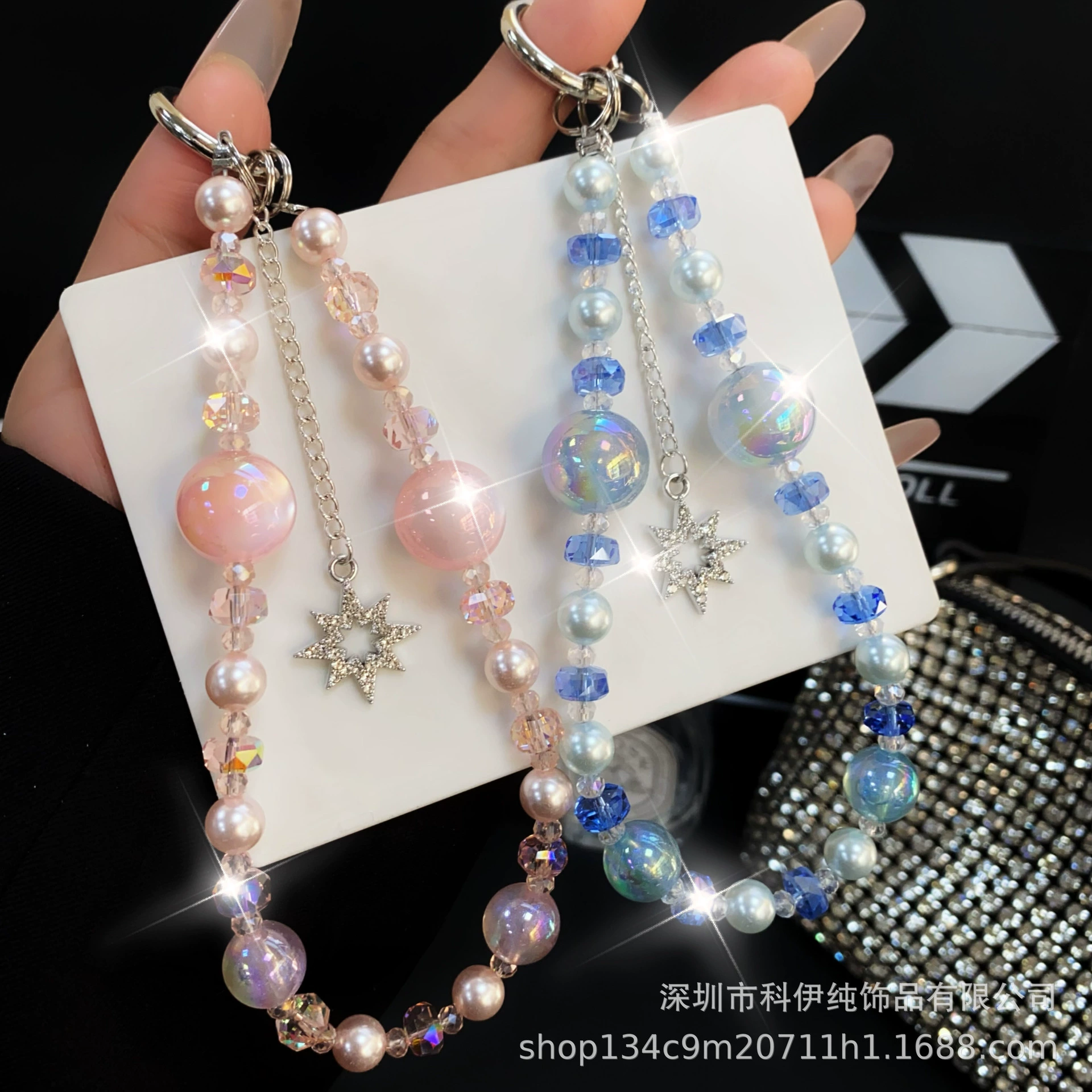 Crystal bracelet, mobile phone, chain with tassels, beads, pendant
