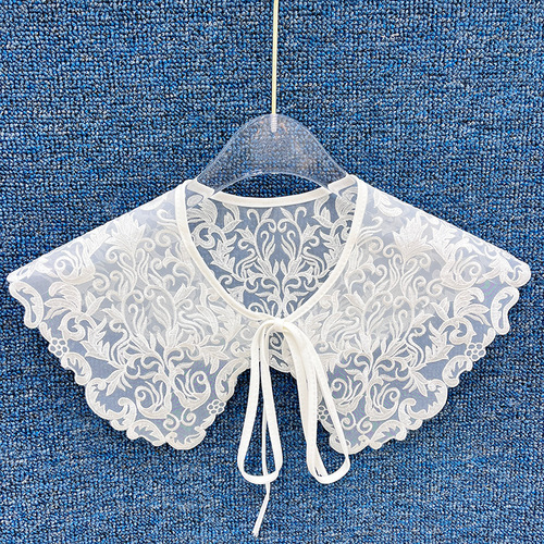 New style organza embroidery hollow four seasons lace shawl women's fake collar with decorative collar flower manufacturer wholesale