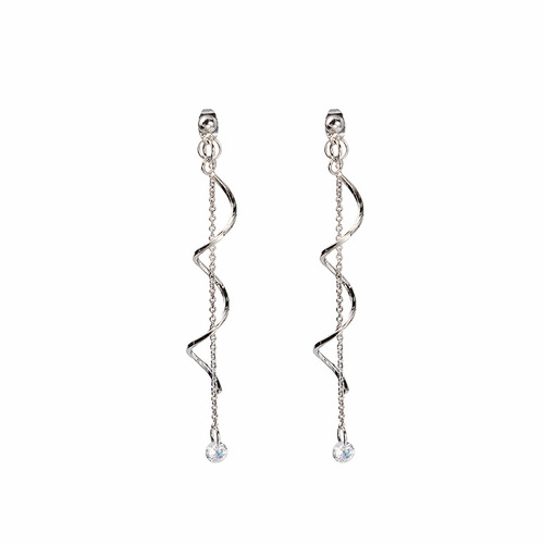 Long Silver Needle Earrings with Tassel, Distorted Fashion, Wrapped with Micro-Zirconia, Viral Best-Selling, Noble Lady Style, Women's Earrings