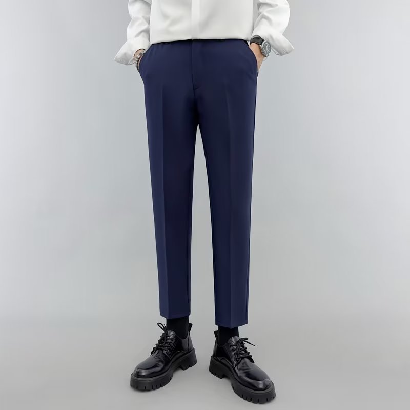 Cropped suit pants men's 2023 autumn light mature men's slim fit small straight men's business casual suit pants spring and autumn