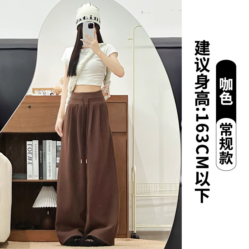 灰色直筒运动裤女秋季2025新款高腰显瘦卫裤小个子宽松休闲阔腿裤|undefined