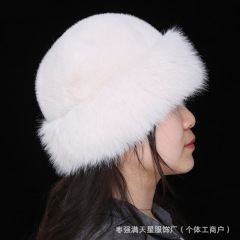 蒙古帽子女秋冬季新款跨境贴标加厚保暖护耳防风仿水貂毛绒帽子