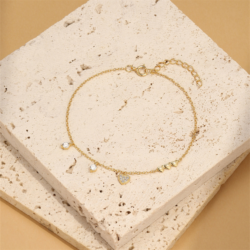 1 Piece Quantity Daily Occasion 925 Sterling Silver Cable Chain Multi Charms Bracelet Bracelets IG Style Simple Style