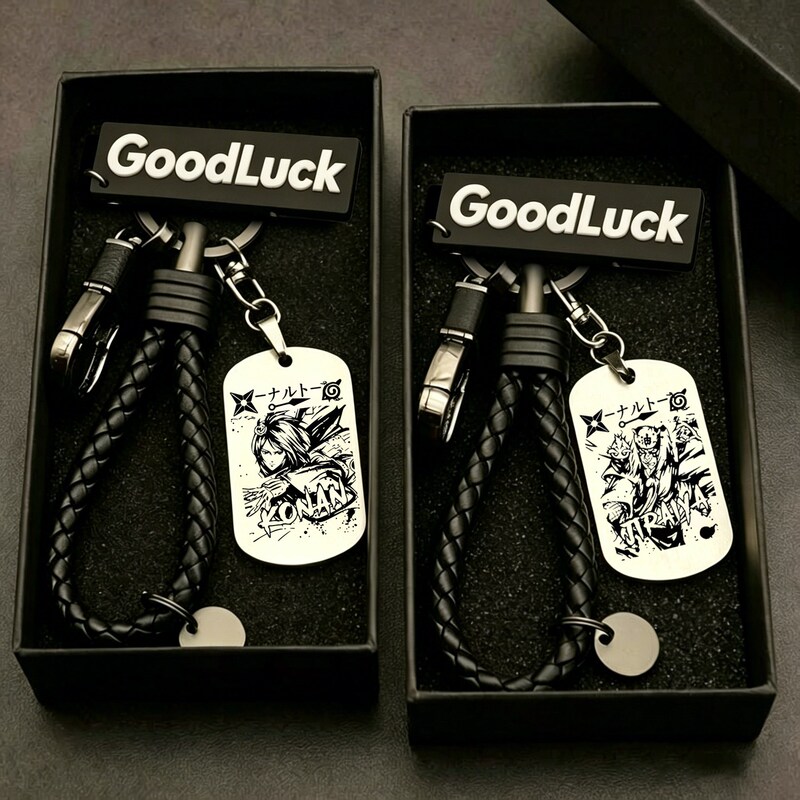 Naruto-Themed Keychain with Titanium Pendant Featuring Sasuke, Itachi, and Kakashi