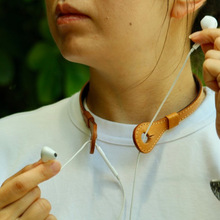 創意PU有線耳機支架  戶外運動耳機領架  便攜掛脖式耳機收納
