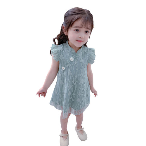 Children's dress female summer baby style skirt cheongsam princess dress children's vest dress 2024 summer new style