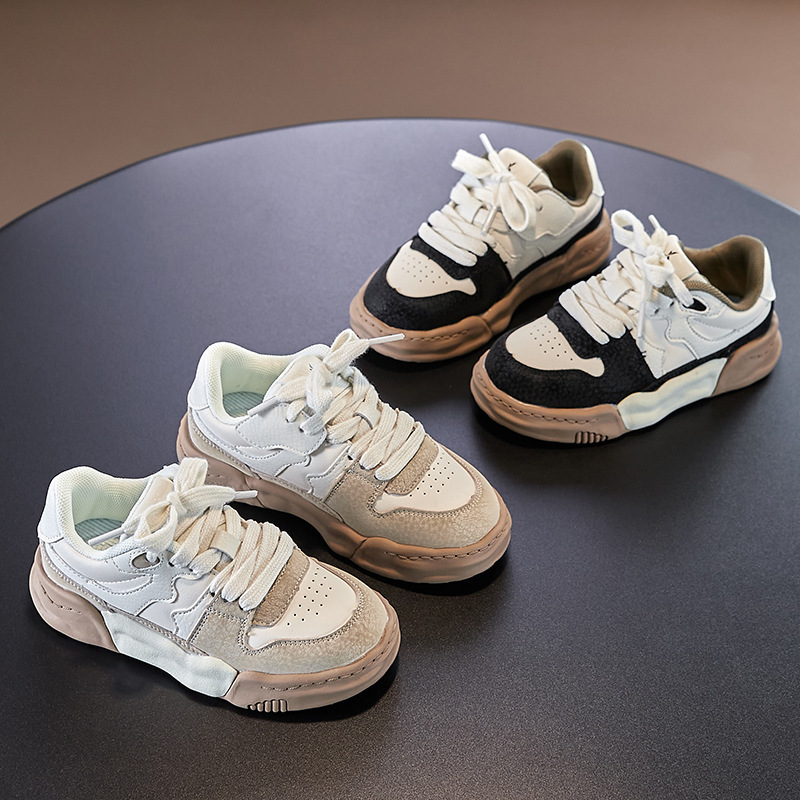 Children's autumn two-color low sneakers for boys with velcro