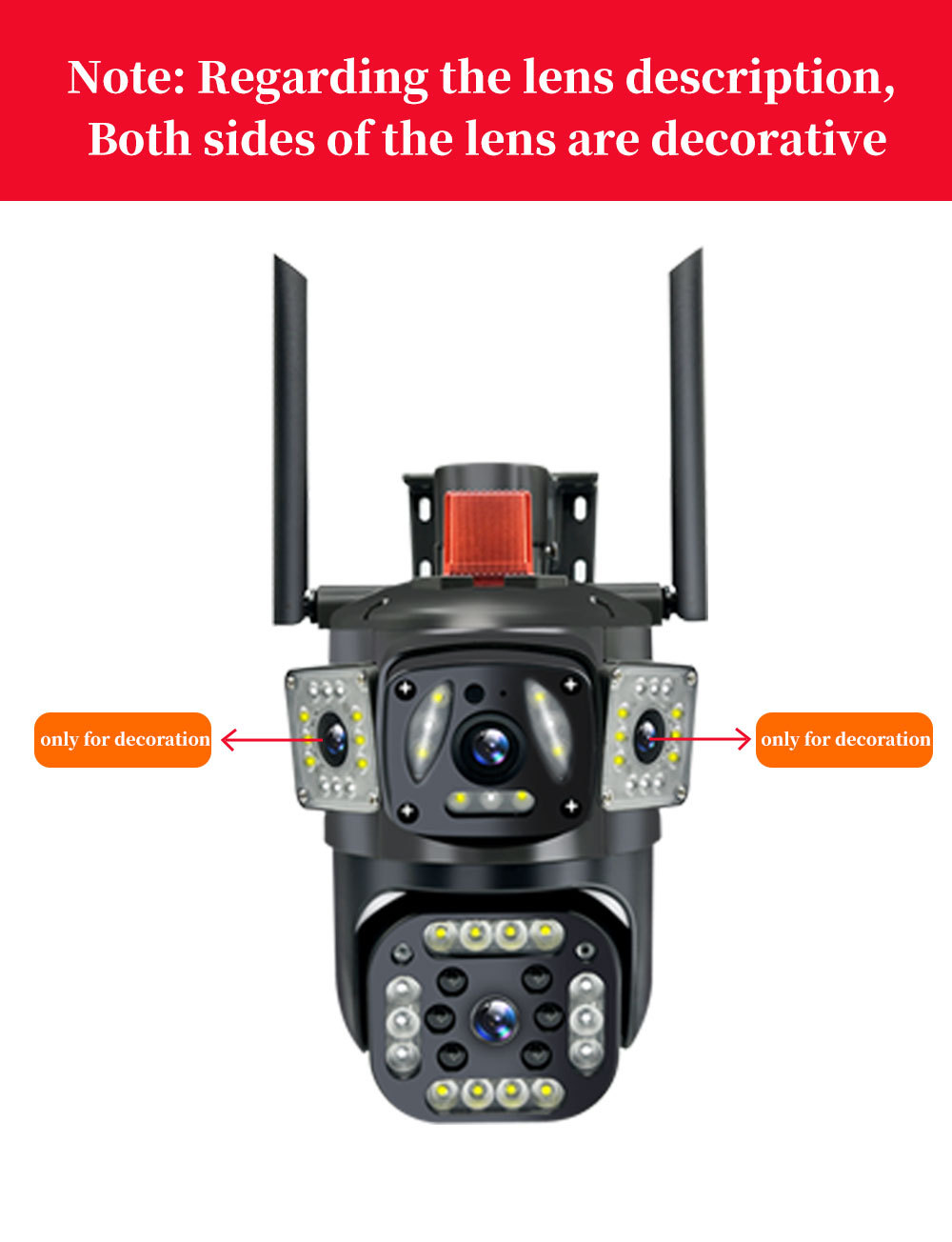 V380-WiFi Dört Lensli Üç Ekran İç Dış Mekan Full HD Renkli Uyarı Gözetim Kamerası