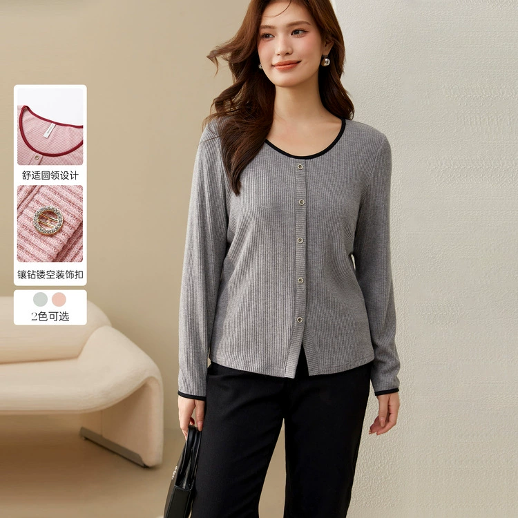 Женская одежда больших размеров, простой элегантный универсальный пуловер с круглым вырезом и цветными блоками, вязаный свитер для полных женщин, осень 2024, новый стиль