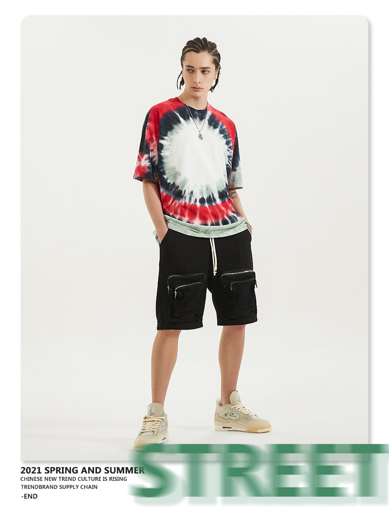 BE menswear | spring/summer European and American hip-hop explosion dyed shoulder short-sleeved dark wind high street loose tide T-shirt 2 2.jpg