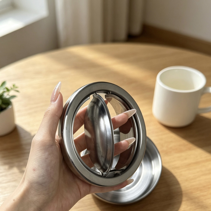 Stainless steel ashtray, creative and personalized, prevents ash from flying, high aesthetic value, inlaid with diamonds, suitable for hotels, homes, and offices