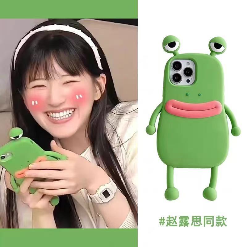 Three-Dimensional Green Frog Suitable for Iphone17Promax Apple 15 Mobile Phone Case 14 Funny and Cute 13 Silicone Female Three-Dimensional Green Frog Suitable for Iphone17Promax Apple 15 Mobile Phone Case 14 Funny and Cute 13 Silicone Female