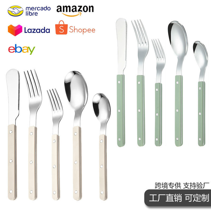 Thickened Stainless Steel Ivory White Creative Spoon, Dessert Fork, Steak Knife and Fork, Western Tableware Set, Household Factory Wholesale