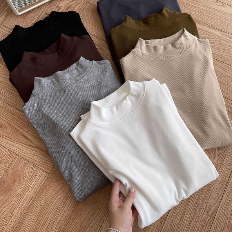 7 Colors in Stock, Half-High Collar, Small Stand-Up Collar, Women's Versatile Solid Color Long-Sleeve Slim-Fit Base Layer T-Shirt 7 Colors in Stock, Half-High Collar, Small Stand-Up Collar, Women's Versatile Solid Color Long-Sleeve Slim-Fit Base Layer T-Shirt